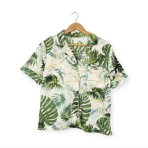 Tabitha Webb Sleep Wear Tropical Leaf Print Pajama  Shirt Size M